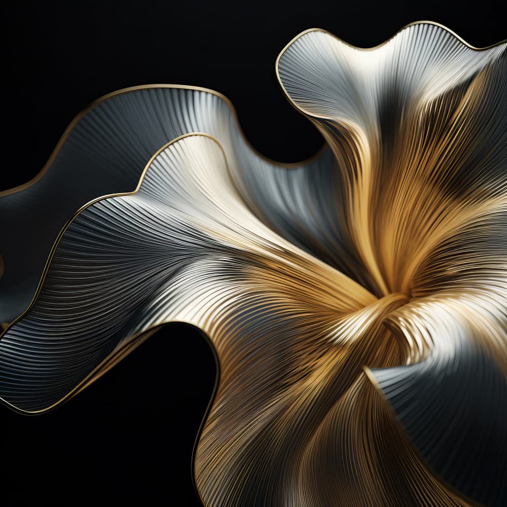 Fluid Gold Silver Lines by Bilge Paksoylu — canvas wall art