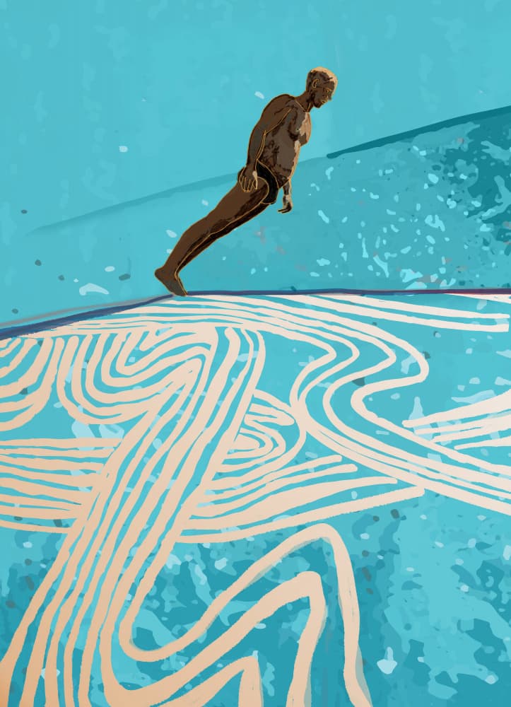 Dynamic Pool Dive by XHOZUCAN — canvas wall art
