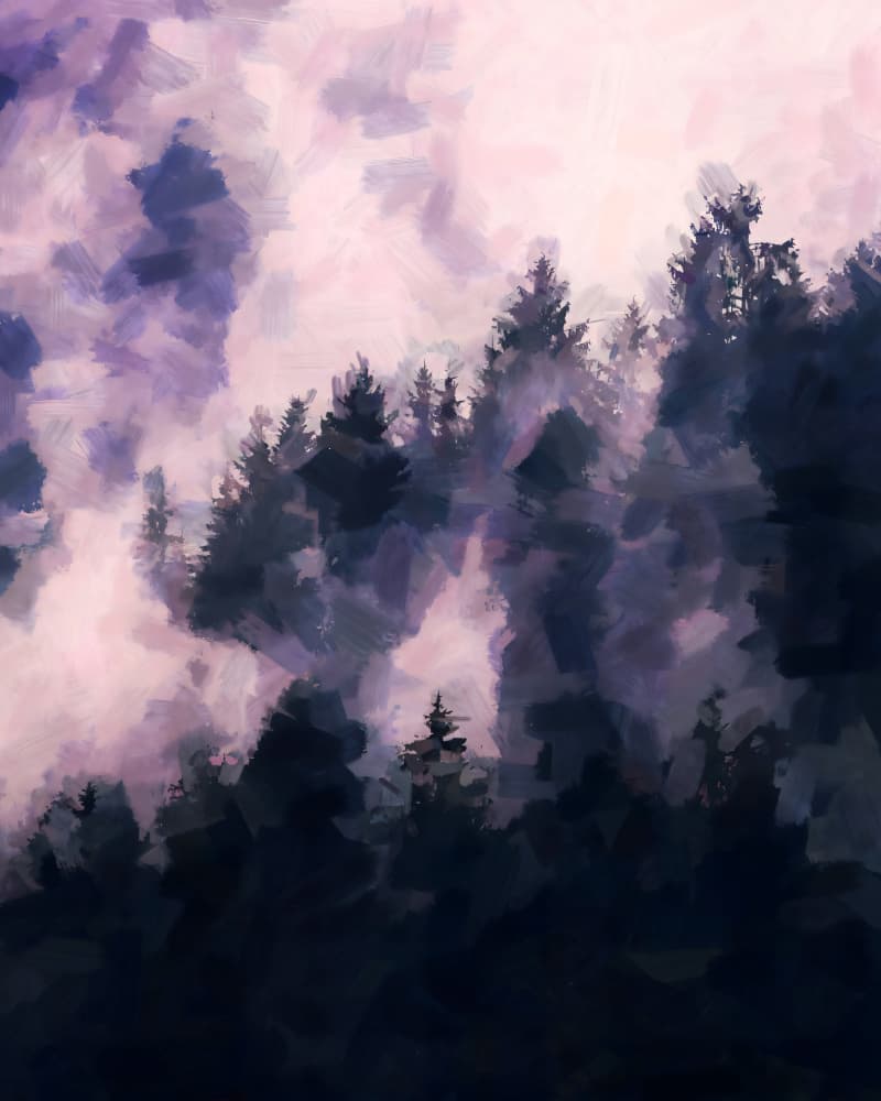 Misty Purple Forest by Uma Gokhale — canvas wall art