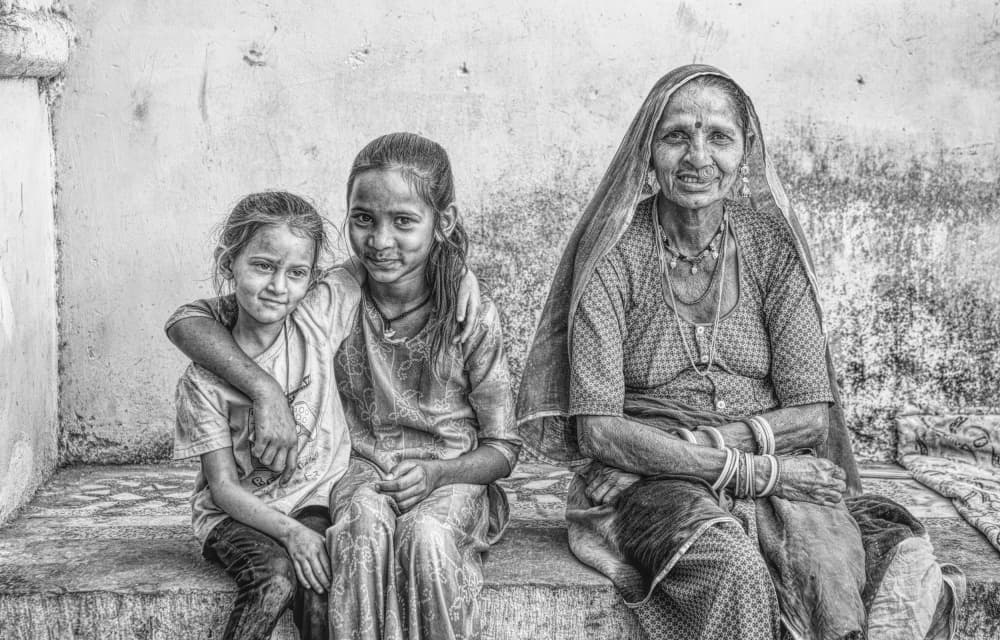 Indian Generations Smiling by Offer Ellbogen — canvas wall art