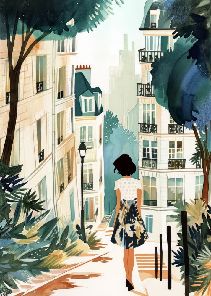 Parisian Street Stroll by Justyna Jaszke — canvas wall art