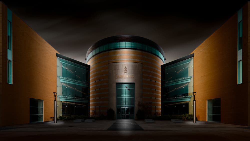 Sleek Night Architecture by Steven Zhou — canvas wall art