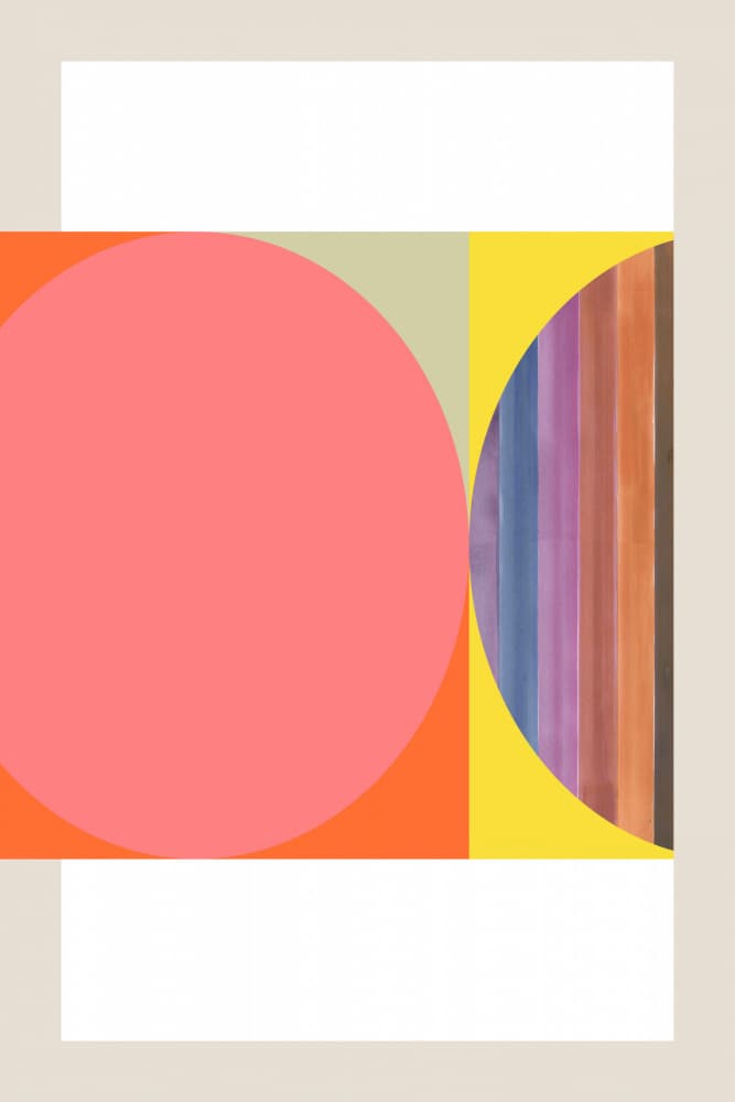 Coral Circle Stripes by cartissi — canvas wall art