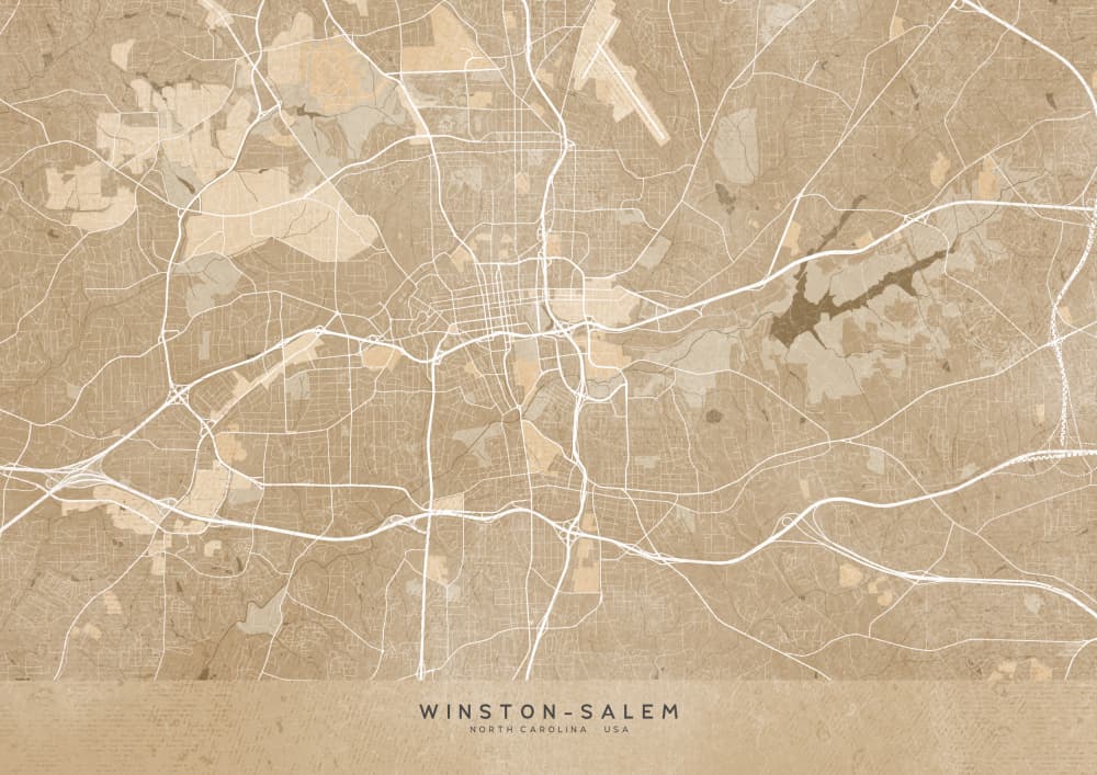 Winston-Salem City Map by Rosana Laiz Blursbyai — canvas wall art