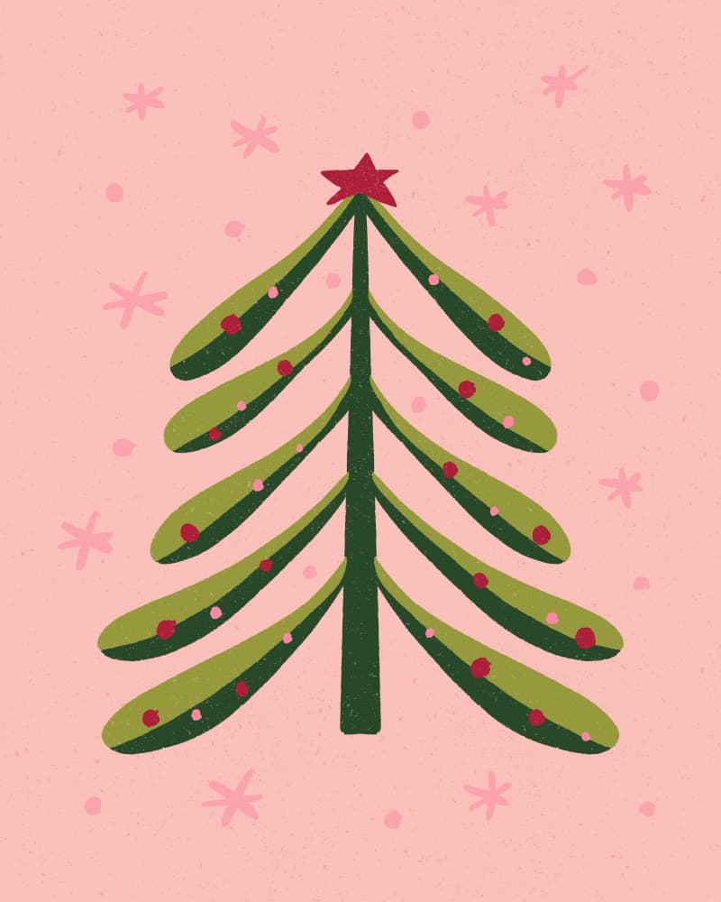 Pink Christmas Tree by Angela Minca — canvas wall art