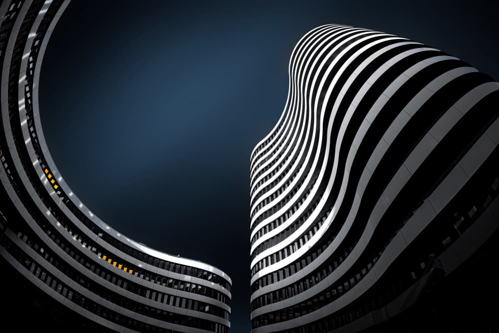 Wavy Striped Buildings by Roland M Schwerdtfeger — canvas wall art