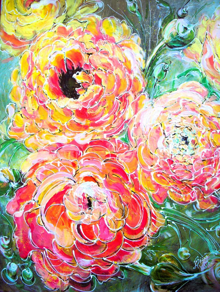 Vibrant Floral Blooms by Anda Bieza — canvas wall art