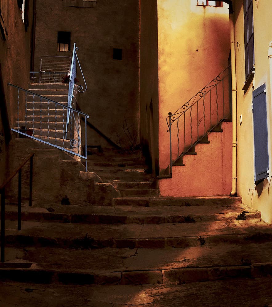 Winding Old Town Stairs by Anna Cseresnjes — canvas wall art