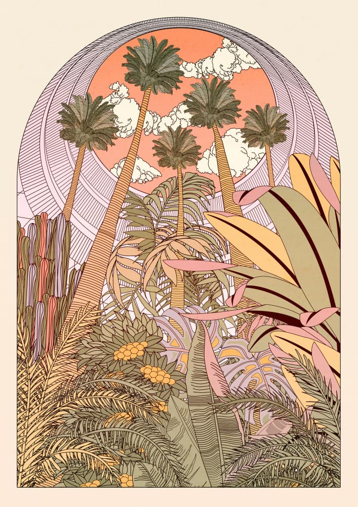 Tropical Oasis Arch by OMG Kitty — canvas wall art