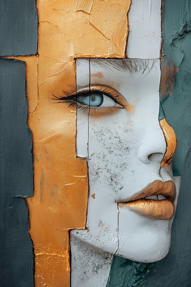 Golden Fragmented Portrait by Mauro — canvas wall art