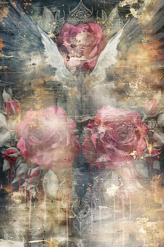 Winged Rose Heart by Rafal Kulik — canvas wall art