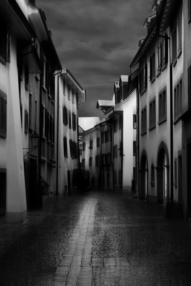 Dark Cobblestone Street by Streiff Marcel — canvas wall art