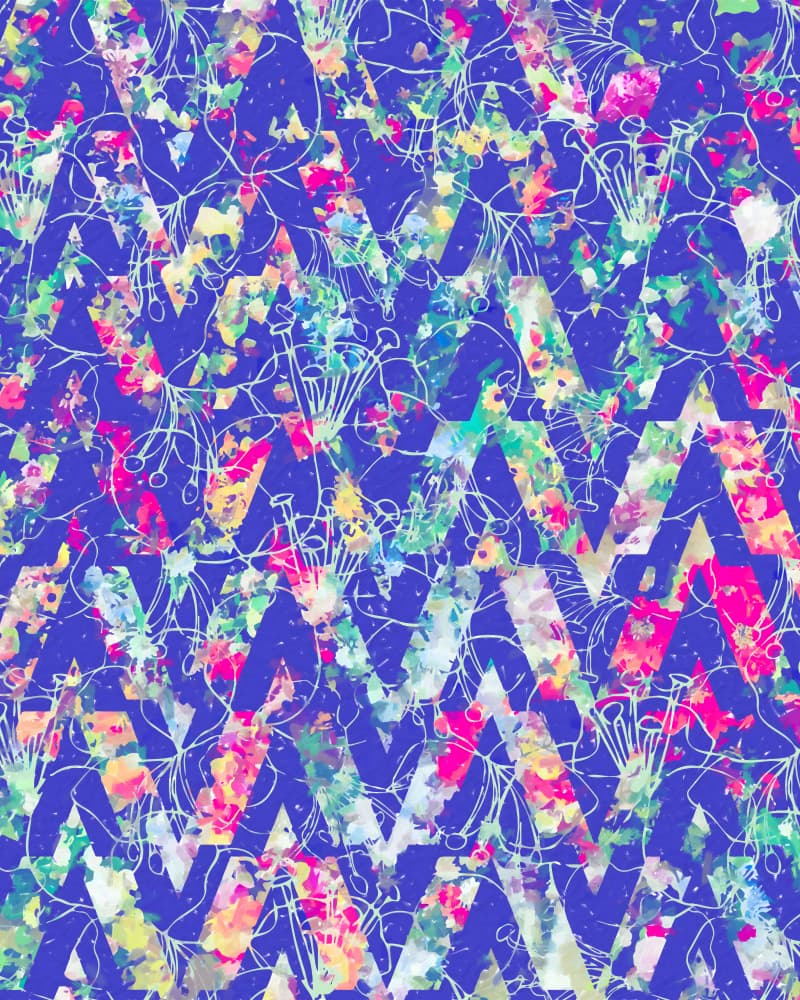 Vibrant Floral Zigzag by Uma Gokhale — canvas wall art