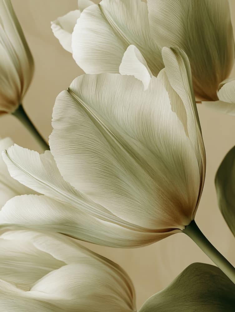 Soft Cream Tulips by Bilge Paksoylu — canvas wall art