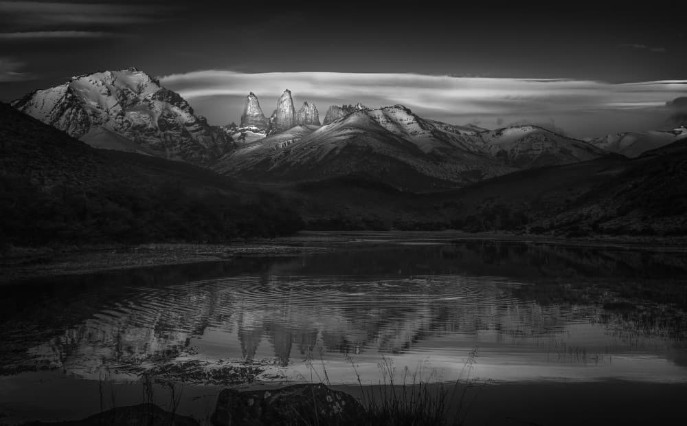 Dramatic Mountain Lake by Ruiqing P. — canvas wall art