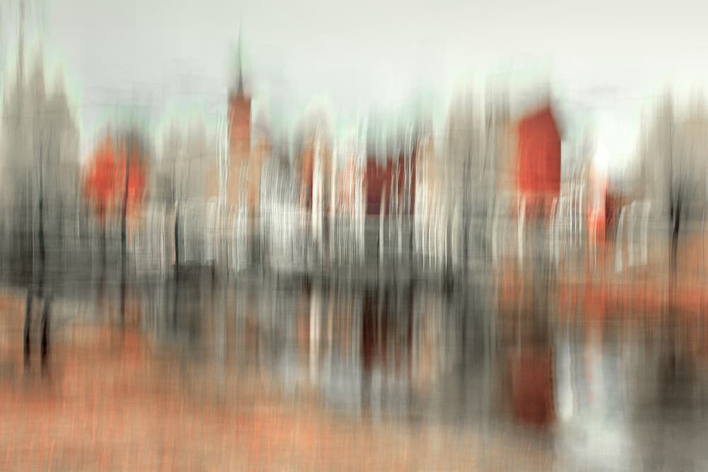 Blurred City Reflections by Christina Sillèn — canvas wall art