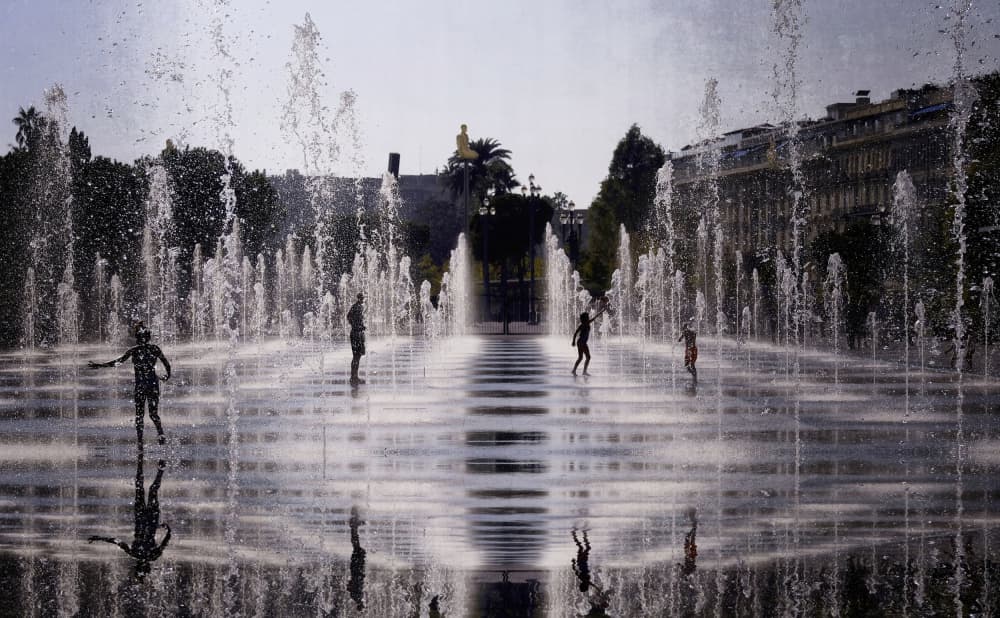 Summer Fountain Fun by Anna Cseresnjes — canvas wall art