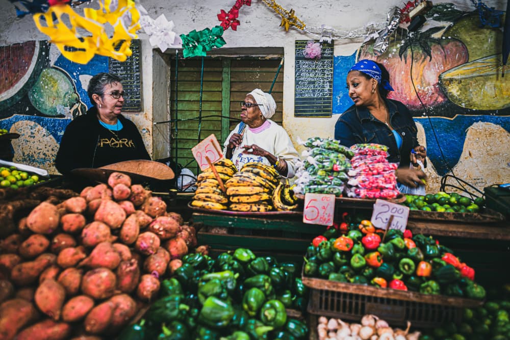 Cuban Market Vendors by Marco Tagliarino — canvas wall art
