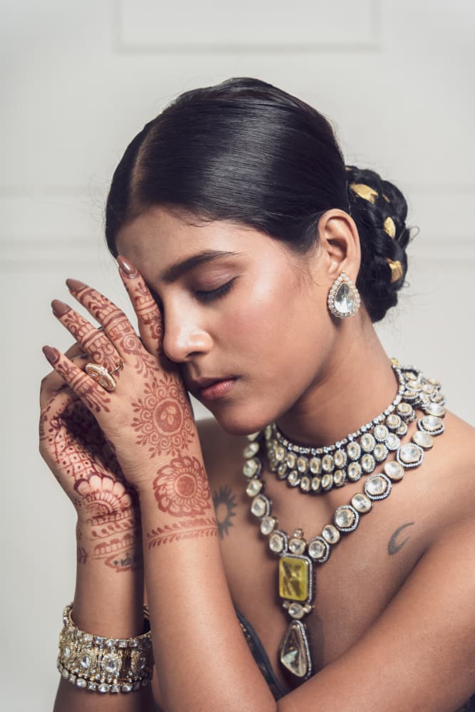 Elegant Woman Ornate Jewelry by HIRAK BHATTACHARJEE — canvas wall art