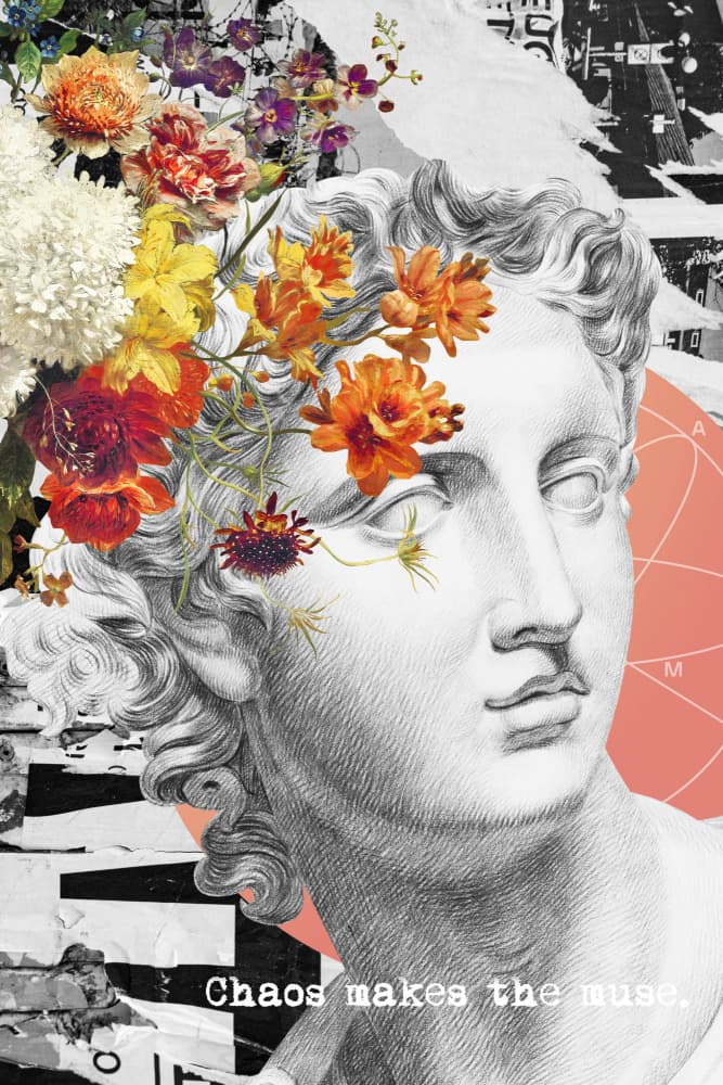 Floral Muse Statue by Marja van den Hurk — canvas wall art