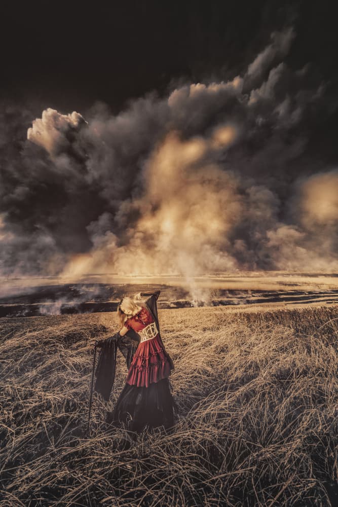 Dramatic Figure Smoky Field by KOIKI — canvas wall art
