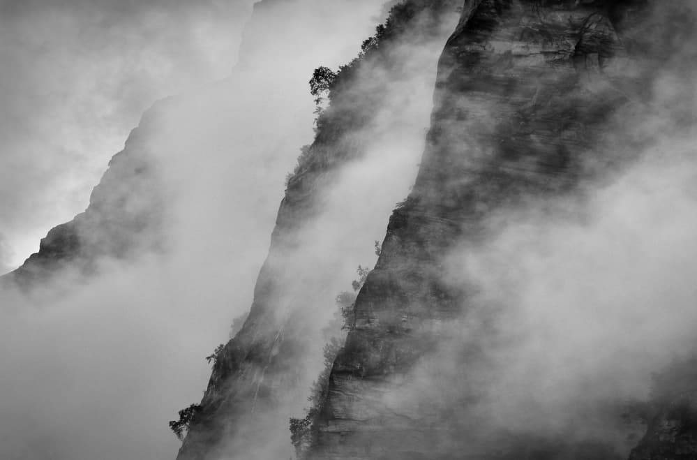 Misty Mountain Peaks by Hans-Wolfgang Hawerkamp — canvas wall art