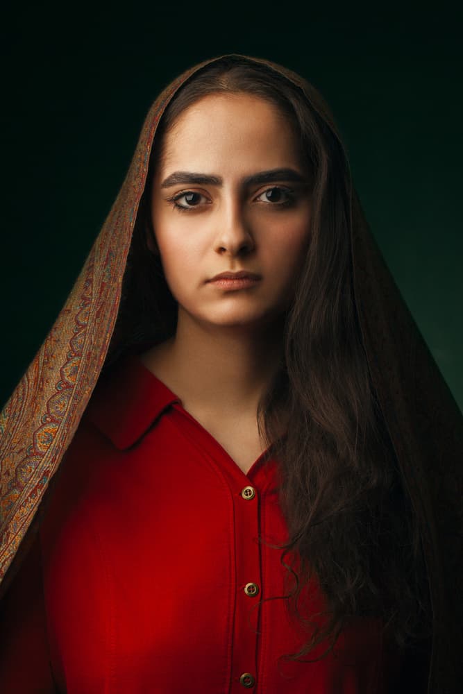 Pensive Woman with Shawl by Mehdi Mokhtari — canvas wall art