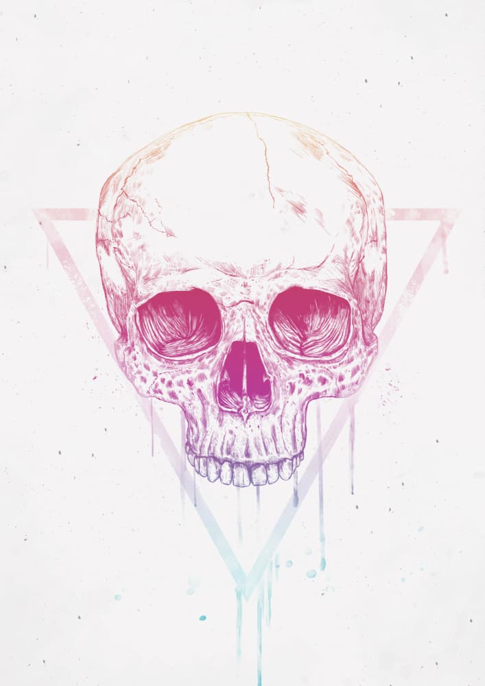 Vibrant Geometric Skull by Balazs Solti — canvas wall art