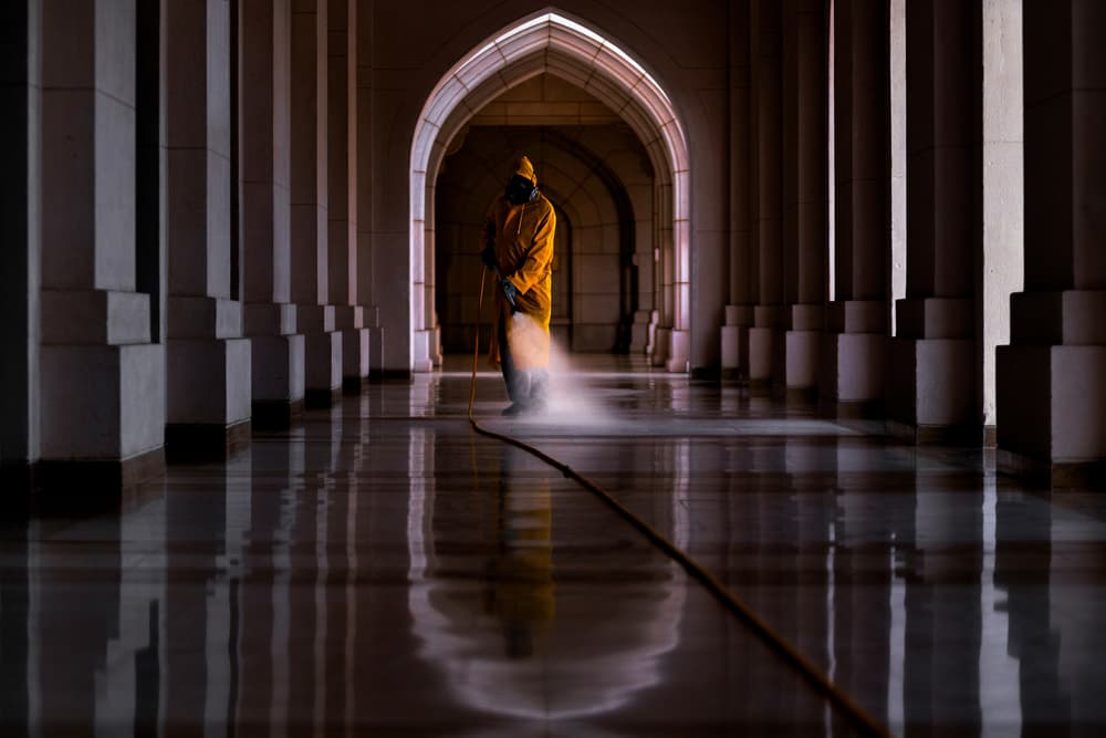 Cleaning a Grand Hallway by Haitham AL Farsi — canvas wall art