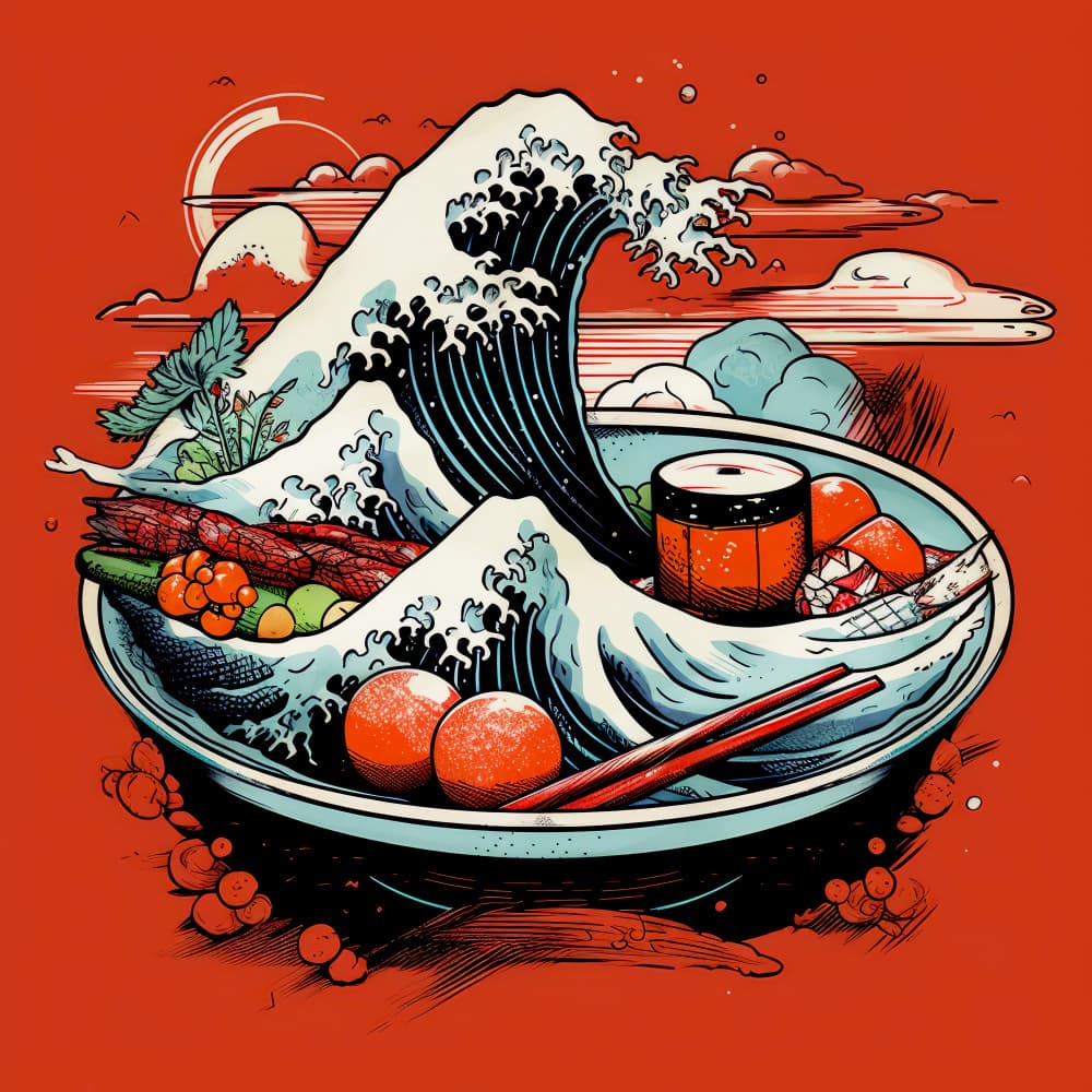 Great Wave Ramen by Justyna Jaszke — canvas wall art