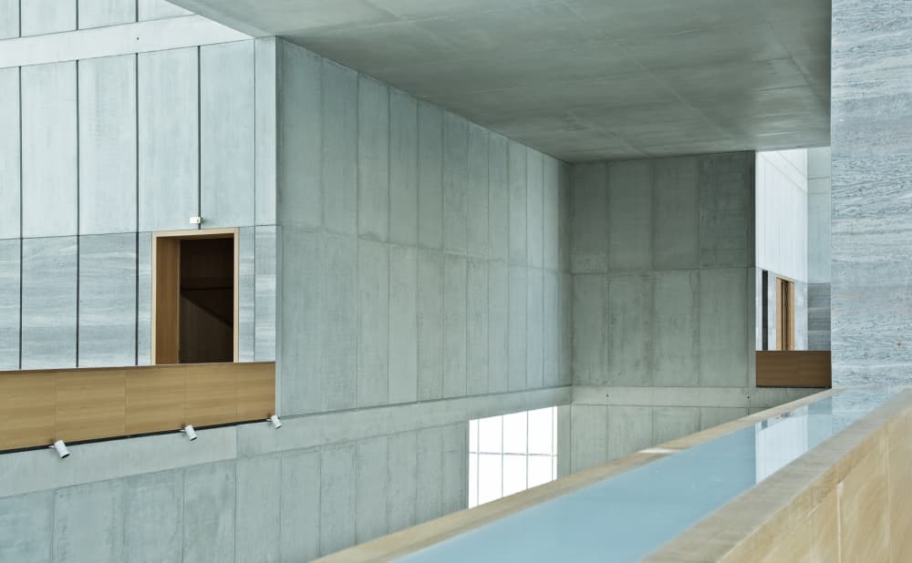 Minimalist Architectural Reflection by Michael Allmaier — canvas wall art