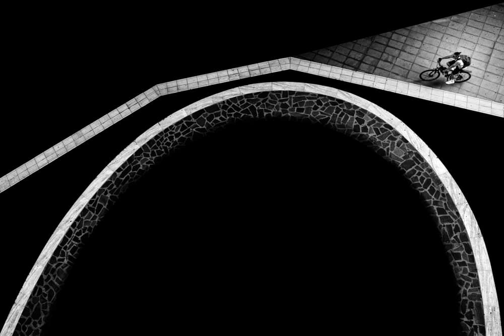 Urban Cyclist Geometry by Antonio Grambone — canvas wall art