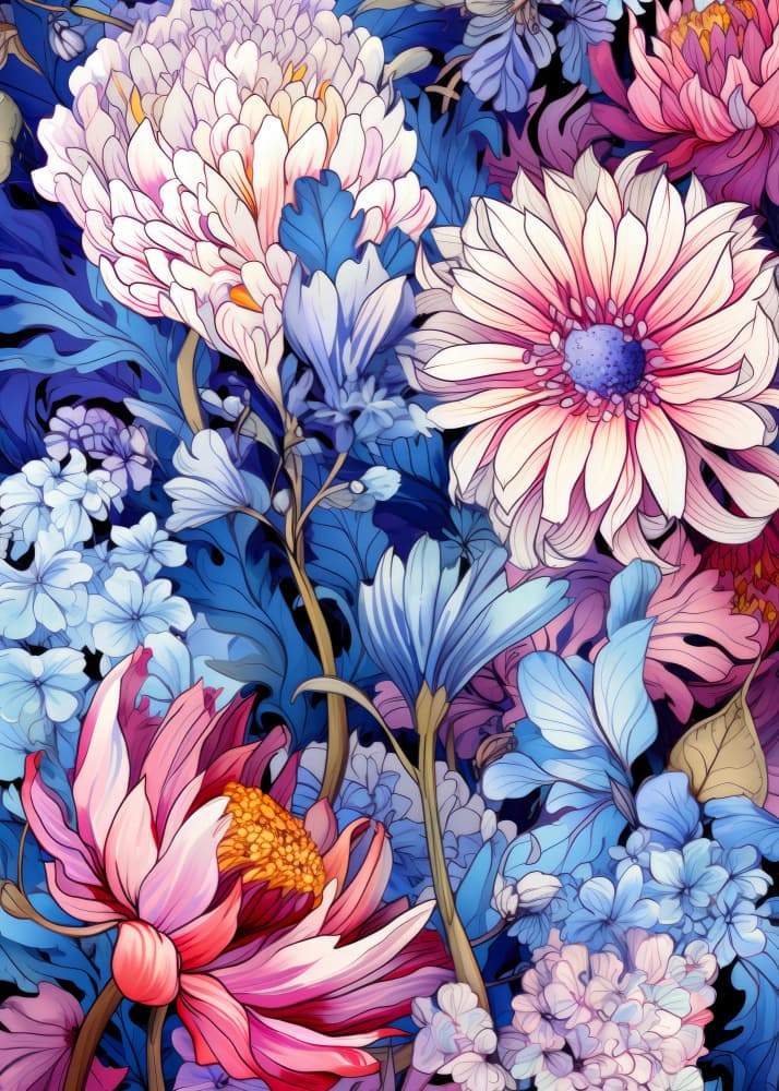 Vibrant Botanical Flowers by Justyna Jaszke — canvas wall art