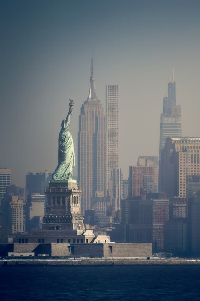 Statue of Liberty Skyline by Javier de la Torre — canvas wall art