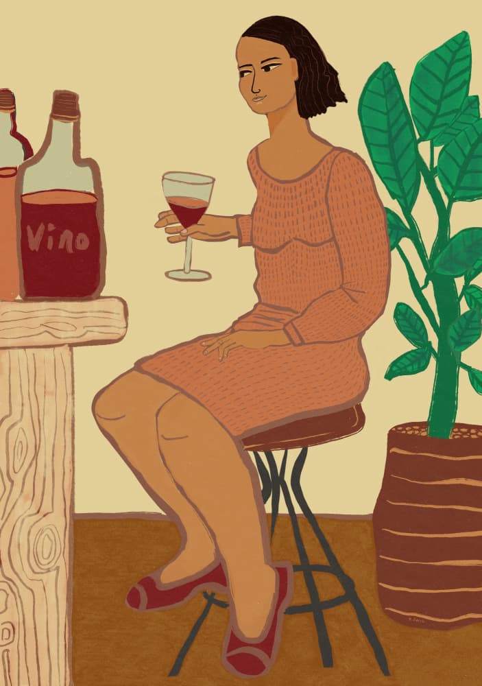 Woman Enjoying Wine by Sharyn Bursic — canvas wall art