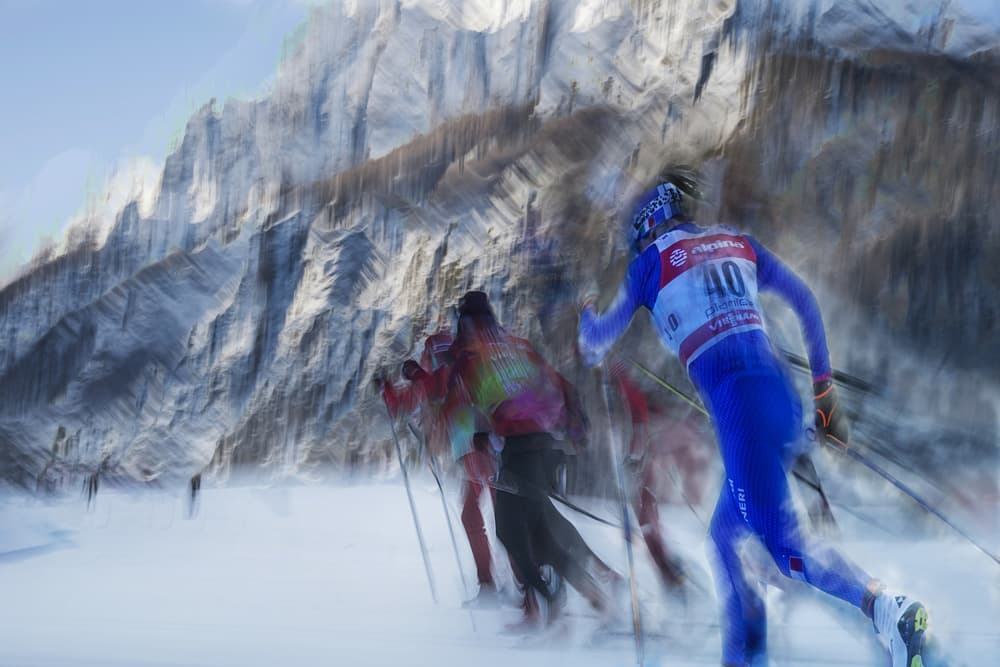 Mountain Skiing Motion by Milan Malovrh — canvas wall art
