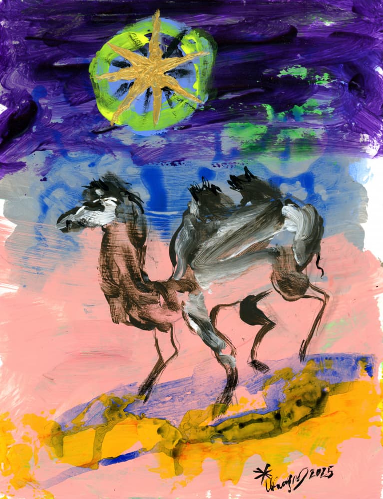Starry Desert Camel by Kanat Ibragimov — canvas wall art