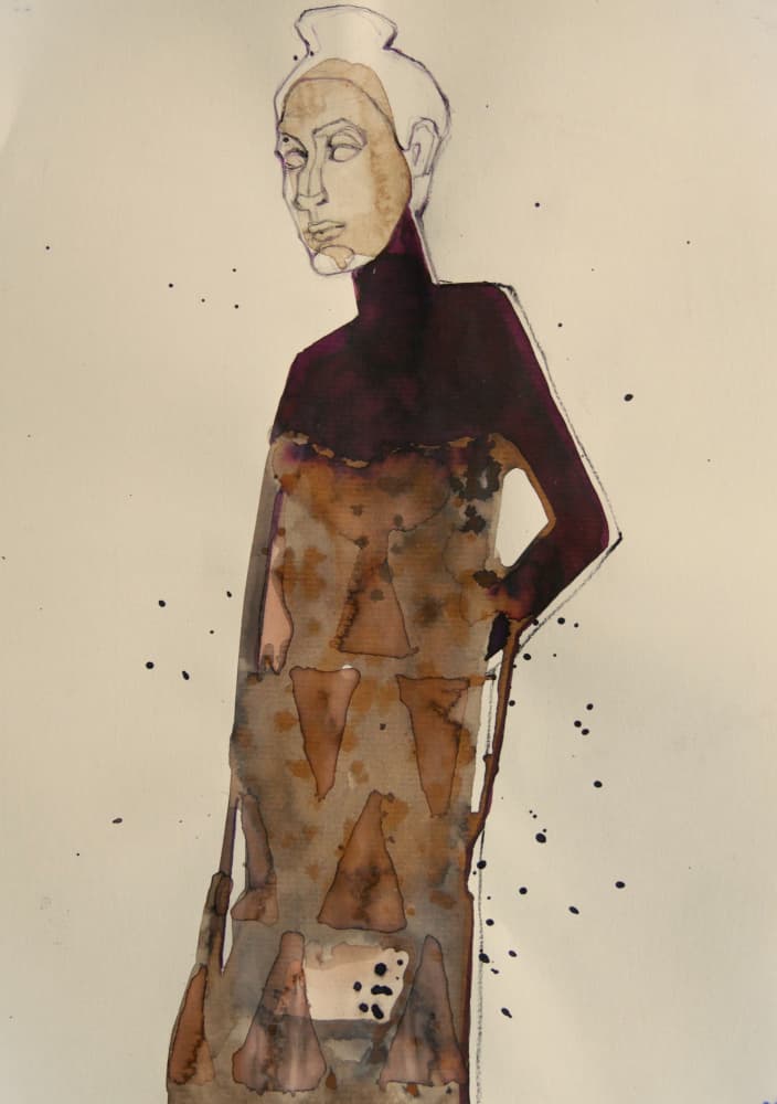 Elegant Fashion Sketch by Doris Schmitz — canvas wall art