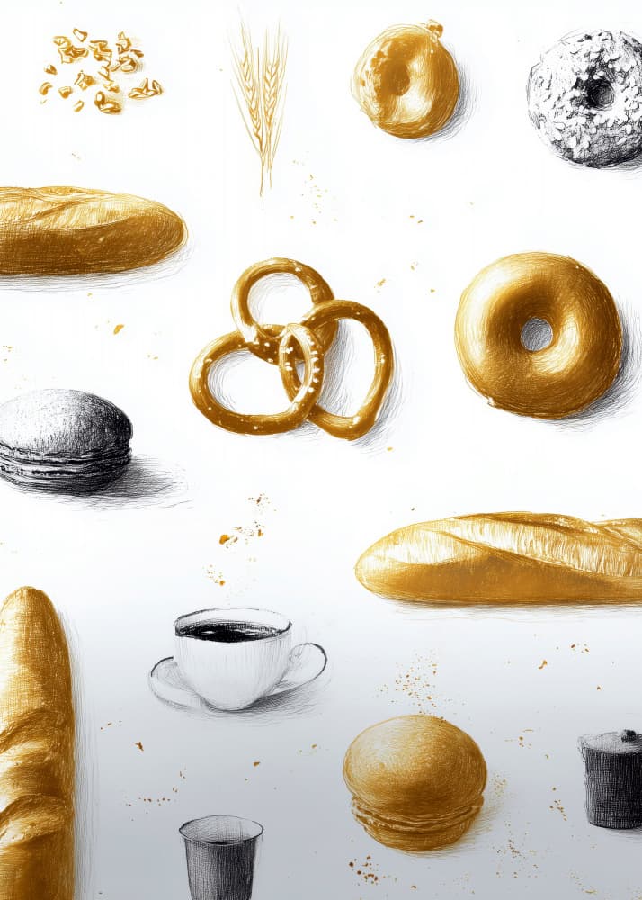 Golden Bakery And Coffee by Justyna Jaszke — canvas wall art