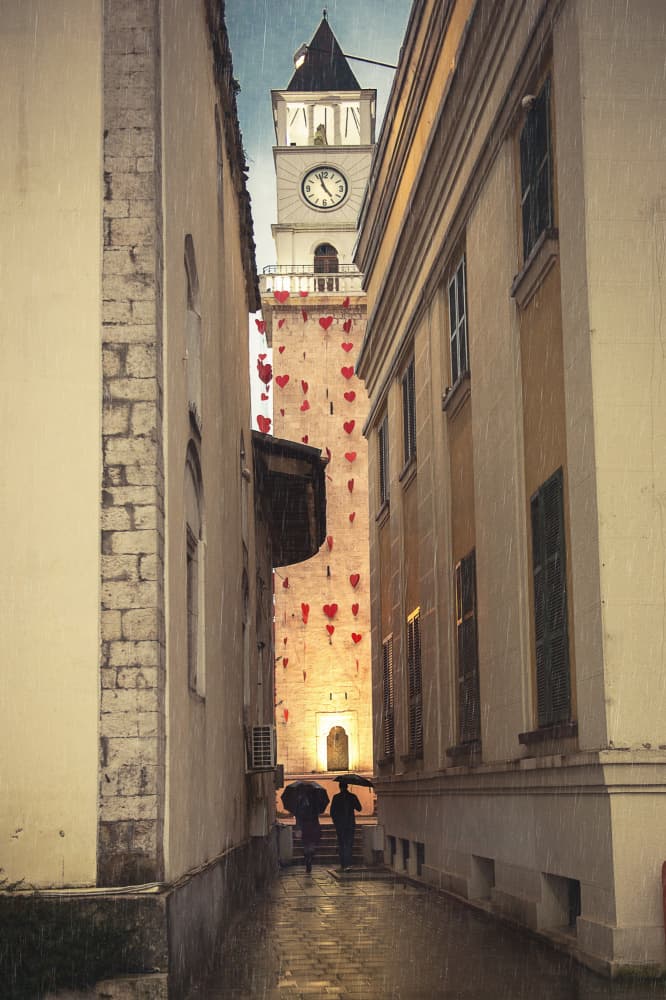 Romantic Rainy Clock Tower by Alla Simacheva — canvas wall art