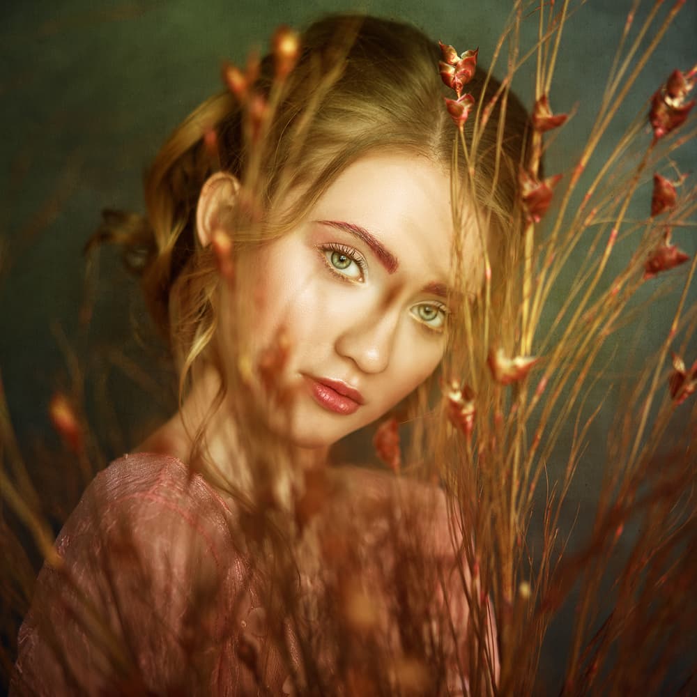 Dreamy Girl Among Reeds by Mike Darzi — canvas wall art