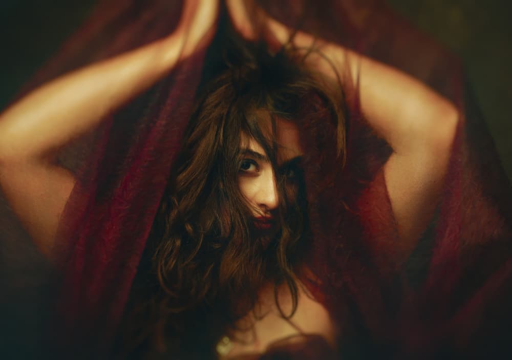Sensual Red Gaze by Mehdi Mokhtari — canvas wall art