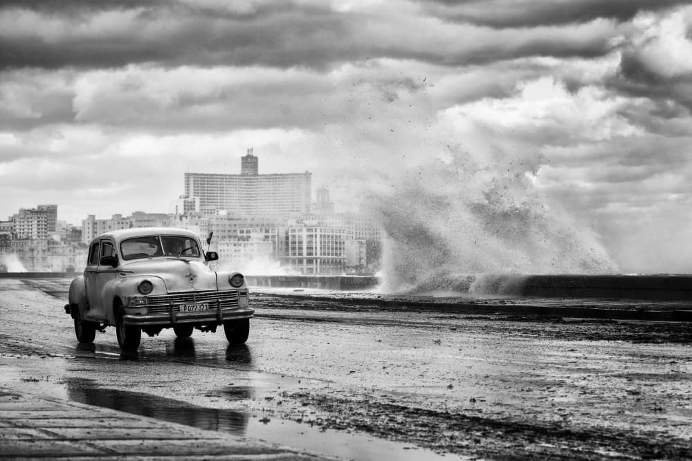 Classic Car Ocean Drive by Dan Mirica — canvas wall art