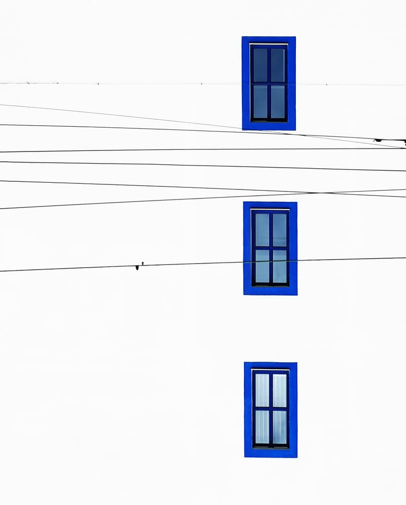 Graphic Blue Windows by Anna Niemiec — canvas wall art