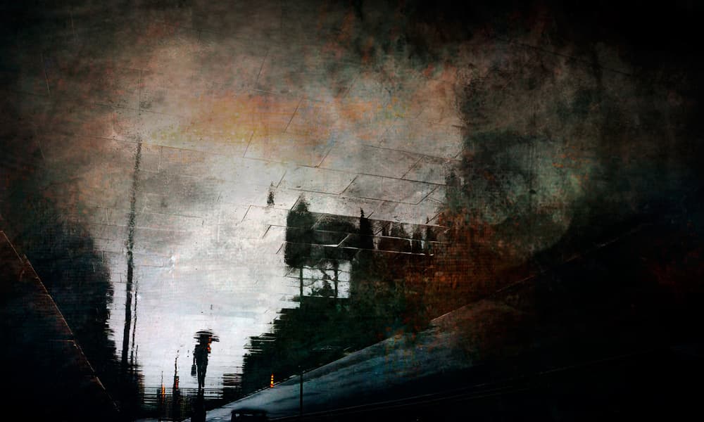Rainy City Reflection by Antonio Grambone — canvas wall art