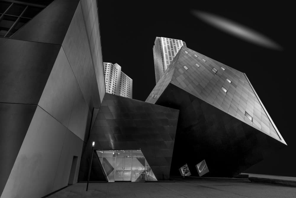 Geometric City Night by Bill Wang — canvas wall art