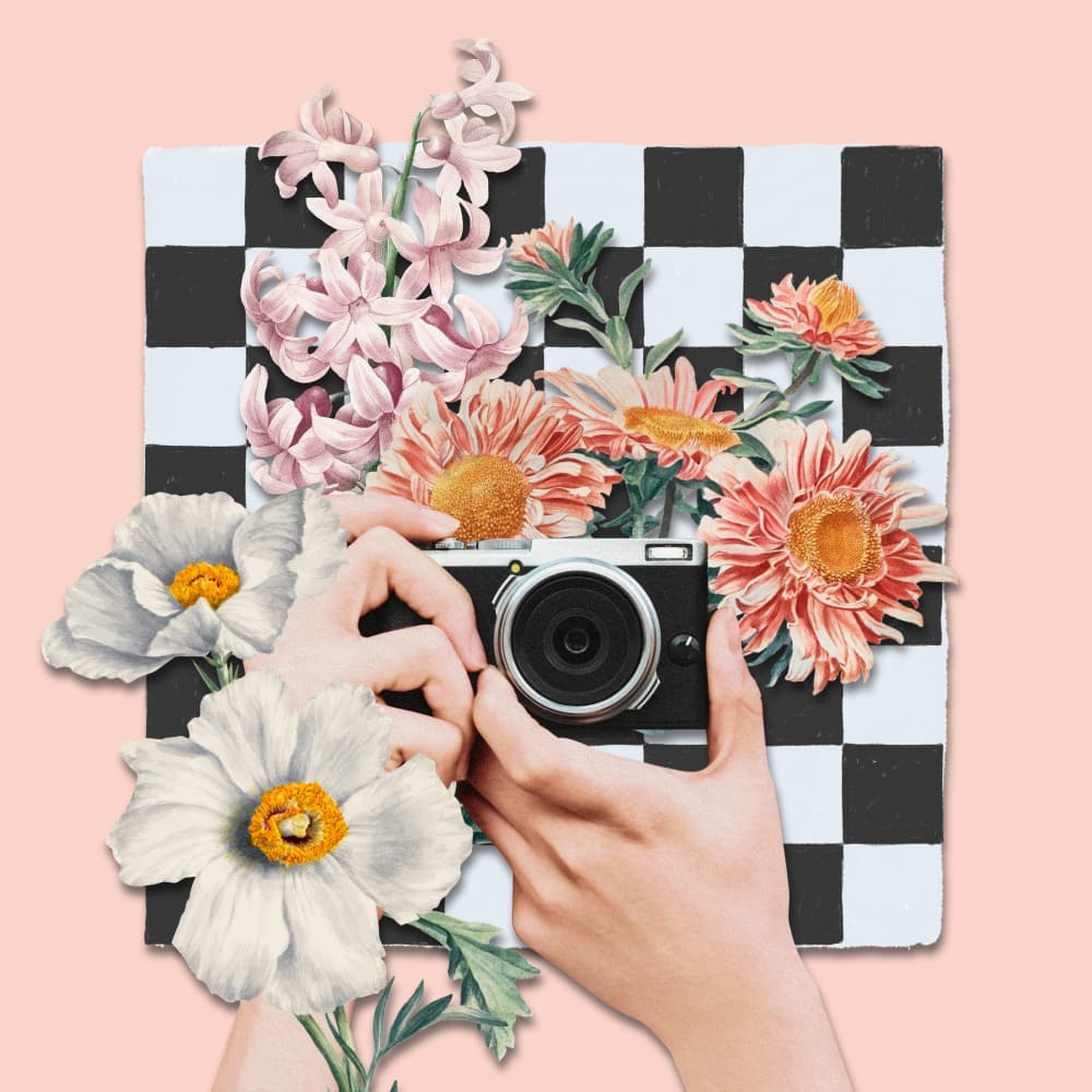 Vintage Camera Floral Dreams by Marja van den Hurk — canvas wall art
