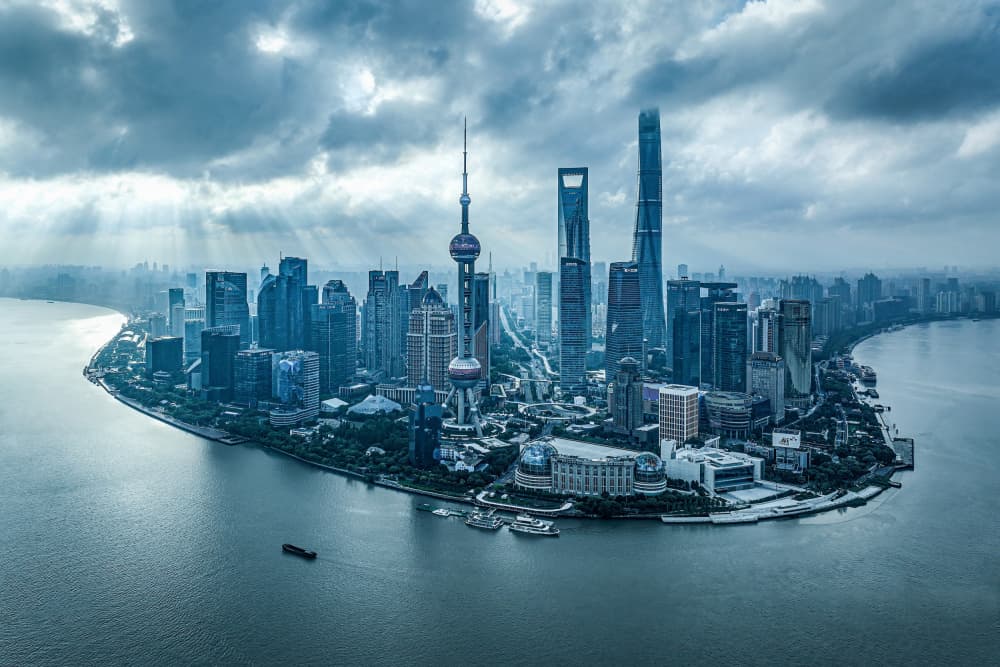 Dramatic Shanghai Skyline by Irene Wu — canvas wall art