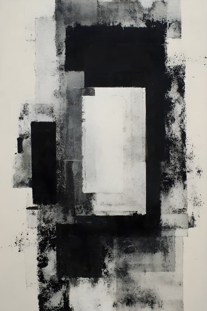 Monochrome Geometric Abstract by Miguel Bruzual — canvas wall art
