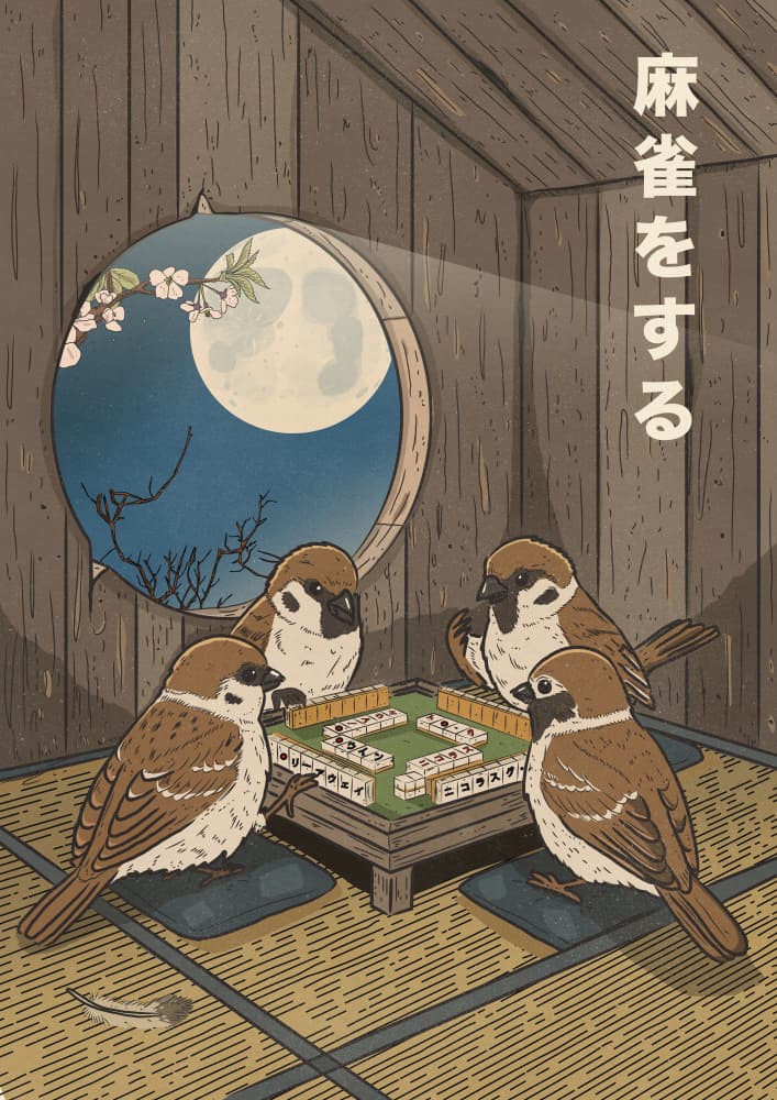 Sparrows Playing Mahjong